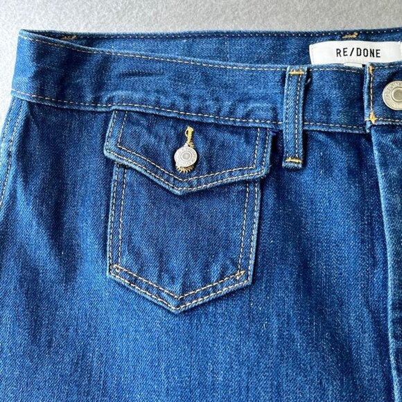 RE/DONE 70s' Wide-Leg Jeans Size 31 Dark Wash Flat Front Coin Pockets Mom Jeans - Picture 4 of 11